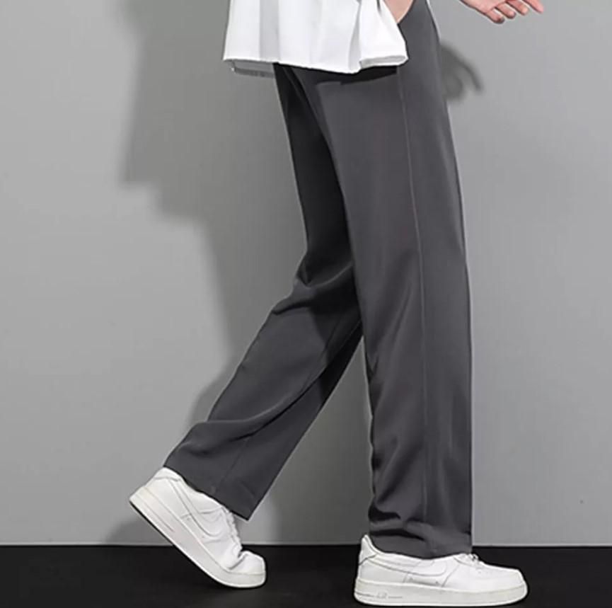 Men's Polyester Grey Dry Stretchable Casual Trouser